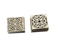 VILLCASE 30pcs Wood Crafts Wooden Frame Patterns Square Hollow-Out Scrapbook Photo Album Plaques Retro Creative DIY Wooden Slices for Home Art Projects