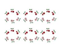 VILLCASE 36pcs 3D Cherry Nail Charms Set Silver and Red Pink Rhinestones Nail Jewelry Decorations for Manicure and Art