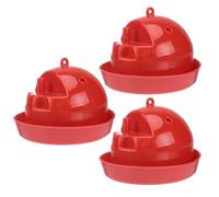 VILLCASE 3pcs Automatic Poultry Water Drinkers Feeding Bowls for Small Chickens and Birds, Red Plastic Water Dispensers Safe to Use in Commercial Chicken Farms and Poultry Care