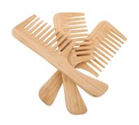 VILLCASE 3pcs Bamboo Wide Tooth Comb with Handle Sturdy Large Tooth Detangling Combs for Thick Curly Wet Hair Anti-static Hairdressing Tools for Home and Barber Use