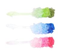 VILLCASE 3pcs Bathing Bubble Making Balls with Strong Foaming and Tightly Mesh Design, Creative Appearance Long Handled Bath Shower Balls for Exfoliating and Back Scrubbing Random Color