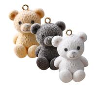 VILLCASE 3pcs Bear Charms Pendant Kawaii Portable No Fading Assorted Color Plastic Flocking Earrings Decorations for Jewelry Making