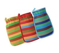 VILLCASE 3pcs Double Sided Exfoliating Bath Mitts with Stylish Stripe Design, Soft Rayon Material for Gentle Massaging and Deep Cleansing, for Shower and Spa Use