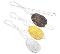 VILLCASE 3pcs Egyptian Scarab Necklace Set Beetle Pendant, Vintage Silver Gold Bronze Charm Jewelry for Women Men, Costume Accessories for Festivals and Parties