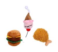 VILLCASE 3pcs Food Shape Bite Resistant Plush Dog with Squeak Sound, Interactive Tug of War Pet Plush Stuffed for Dogs and Cats Active