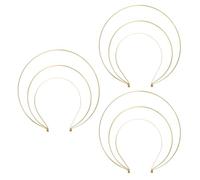 VILLCASE 3pcs Golden Iron Three-layer Crown Headband for Women, Elegant Baroque Vintage Tiara Hair Hoop Creative DIY Opportunities, for Weddings and Christmas Parties
