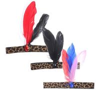 VILLCASE 3pcs Leopard Pattern Decorative Headbands for Women and Men, Native Style Hair Accessories with Sequins, Festival Party Headwraps in Black, Blue-Red-Purple and Red-White-Black