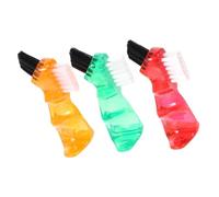 VILLCASE 3PCS Mini Denture Brushes for Adults, Multi-Functional Small Portable Toothbrush Set in Red, Orange, Green for Personal Oral Care and Practical Cleaning