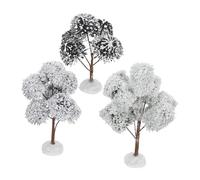 VILLCASE 3PCS Mini Snowy Christmas Trees for Desktop and Tabletop Decor Artificial Frosted Branches Miniature Winter Scene Ornaments for Home and Party Decorations