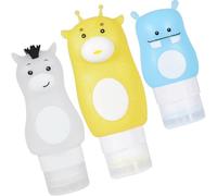 VILLCASE 3pcs Portable Silicone Travel Bottles Set with Lotion Sub Bottles, Small Food Container for Trips, Featuring Deer, Horse, and Hippo Shapes, Leakproof and Refillable