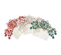 VILLCASE 3pcs Rhinestone Hair Comb Wedding Hair Accessories Flower and Leaf Design Bridal Comb Elegant Clips Women for Updo Bride Accessories