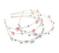VILLCASE 3pcs Rhinestone Headbands for Women with Double Row Crystal Embellishments, Lightweight Metal and Resin Floral Hair Accessories, Comfortable Fit for Weddings and Special Events