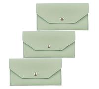 VILLCASE 3pcs Slim Minimalist Long Pu Leather Coin Purse for Women Cash Wallet Envelope Design for Everyday Use and Budgeting