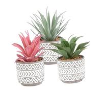 VILLCASE 3pcs Small Artificial Plants Realistic Faux Greenery for Indoor and Outdoor Home Decor PVC Miniature Succulent Desk Ornaments No Watering Required Decorative Potted Plants