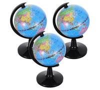 VILLCASE 3pcs Small Desktop 3d World Globes with Tactile Relief Topography and Base, Educational Geography Globes for Home and Study Desk Use, for Students