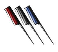 VILLCASE 3pcs Tip Tail Combs Set for Hair Styling, Plastic Household Barber Hairdressing Combs Fine Teeth, Multi-Color Black Red Blue, Suitable for Salon and Personal Use