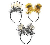 VILLCASE 3pcs Year Sparkly Hair Hoops with Stars Crowns Glitter Festive Party Headdress for Year S Eve Celebrations Photo Booths