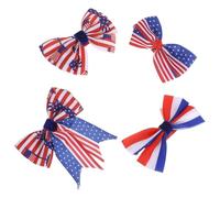 VILLCASE 4 Pcs Independence Day Bow Hair Clips for Women, Comfortable to Wear with Striped and Star-spangled Banner Designs, Versatile Use for Occasions and Stage Performances