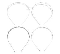 VILLCASE 4 Pcs Silver Rhinestone Bridal Crystal Headbands with Single Row Thin Design for Women and Featuring Comfortable Fit and Dazzling Touch for Weddings and Bridal Accessories