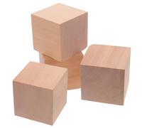 VILLCASE 4 Pcs Unfinished Natural Wood Blocks 6cm Square Wooden Cubes for Crafting DIY Art Projects and Woodcarving Supplies