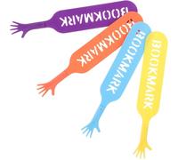 VILLCASE 4 Pieces Fun Hand-Shaped Plastic Bookmarks for Students, Colorful Finger Page Markers for Novels, Notebooks, and Reading Accessories