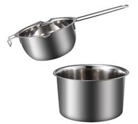VILLCASE 400ml Stainless Steel Double Boiler Set - Chocolate Melting Pot with Pour Spouts & Hook, Indirect Heat for Butter, Wax, Soap & Candle Making, Compact for Home Kitchen & Crafting