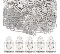 VILLCASE 40pcs Alloy Birdcage Pendant Charms for Jewellery Making, Hollow Vintage Bird Cage Hanging Accessories in Silver, for Bracelets and Keychain DIY Jewellery Projects