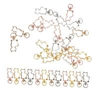 VILLCASE 40pcs Cat Shaped Snap Clasp Keychain Clips Metal Spring Clasps for DIY Accessories Decorative Keyring Hooks in Gold Silver Rose Gold Practical Cat Keychain Accessories for Crafts