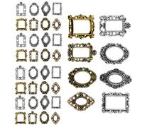 VILLCASE 40Pcs Mini Metal Nail Art Photo Frames Baroque Oval and Square Vintage Picture Frames for DIY Nail Decorations