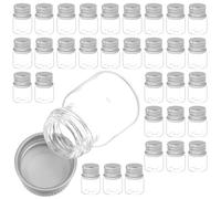 VILLCASE 48pcs Clear Glass Vials with Heavy-duty Aluminum Lids Small Sealed Sample Bottles for Perfume Aromatherapy Oils DIY Decorative Glass Containers for Cosmetics and Message Storage