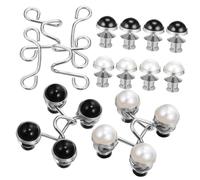 VILLCASE 4pcs Adjustable Waist Buckles Extender No Sew Pearl Buttons Alloy Material for Jeans Skirts Pants Easy Install Removable Waistline Tightener for Women Black and White Pearl