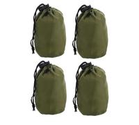 VILLCASE 4pcs Army Green Drawstring Bag Mesh Pouch Set, Waterproof Nylon Utility Sack for Raincoat Storage, Outdoor Travel Gear Organizer, Compact Camp Kitchen and Poncho Pack