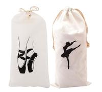VILLCASE 4pcs Ballet Shoe Storage Bag for Girls Drawstring Pouch Washable Fabric for Dance Recital Class and Studio Use Keeps Ballet Shoes Organized and Clean