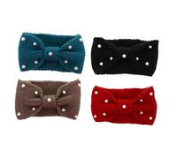 VILLCASE 4pcs Bow-knot Hair Band Knitted Hairband Wool Warm Headband Very Stretchable Protect Head and Ear from Cold Stylish Winter Accessories for Family and Friends Snowboarding Skating