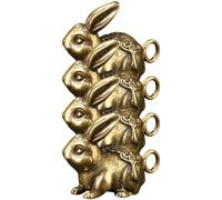VILLCASE 4pcs Brass Rabbit Hanging Decor Vintage Retro Style Keychain Charms Never Goes of Style Household Ornament for Desktop Decor
