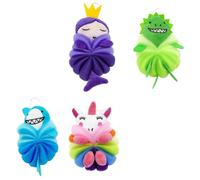 VILLCASE 4pcs Cartoon Bath Balls Mesh Shower Puff Set Cute Animal Design Soft Exfoliating Shower Tools for Bath Time