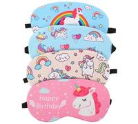 VILLCASE 4pcs Cartoon Unicorn Eye Masks for Sleeping and Take A Nap, Soft Cloth Material with Supple Blindfold Design, Comfortable Eye Covers to Bring Good Sleep and Release Stress
