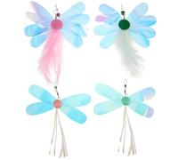 VILLCASE 4pcs Cat Teaser Replacement Heads with Feather and Sequin Attachments for Interactive Indoor Play, Sturdy Plastic and Metal Material for Self-entertainment of Cats