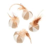 VILLCASE 4pcs Catnip Balls Interactive Fine Workmanship Polyester Animal Hair Cat Teasing Khaki Colour for Cat Playing