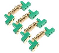 VILLCASE 4pcs Copper Ground Bar Terminal Block, 6-position Screw Type Electrical Bus Bar for Residential and Commercial Power Distribution, Green Insulated Grounding Strip for Wiring