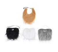 VILLCASE 4pcs Fake Beard Set with Realistic Appearance and Self Adhesive Plush U-shaped Beards for Adults and Halloween Mustache-theme Party Cosplay Accessories