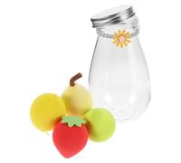 VILLCASE 4pcs Fruit-shaped Makeup Sponge Set Dry and Wet Liquid Cosmetic Blending Puff for Foundation and Powder Application, Soft Makeup Sponge for Facial Makeup in Milk Tea Can Packaging