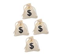 VILLCASE 4pcs Game Coins Bag Small Drawstring Pouch Portable Storage Canvas Drawstring Bags Creative Letter Pattern Design Party