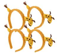 VILLCASE 4pcs Giraffe Headband for Face Washing - Yellow Plush Animal Spa Hairband Set for Women and - Cartoon Animal Hair Hoop Suitable for Skincare and Makeup