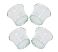 VILLCASE 4pcs Glass Bird Feeder Replacement Cups for Small and Wild Birds, Weather-resistant Hanging Feeding Bowls with Hook, Space-saving Design for Patio and Lawn Outdoors