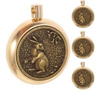 VILLCASE 4pcs Golden Copper Rabbit Charms for Necklaces with Smooth Surface and Comfortable Touch, Vintage Zodiac Charms for Jewelry Making and DIY Art Projects, Year the Rabbit