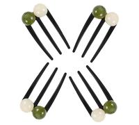 VILLCASE 4pcs Hair Bun Maker Tool Vintage Chinese Style Beaded Hair Pins for Buns Women Chignon Fork Accessories for Weddings