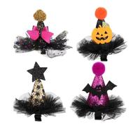 VILLCASE 4pcs Halloween Hair Clips Set Witch Hat and Pumpkin Designs, Comfortable Cloth Material, for Halloween Costume Party and Photoshoot, Lightweight and Hair-friendly Accessories