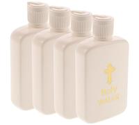 VILLCASE 4pcs Holy Water Bottles 100ml Refillable Portable Ps Material with Cross Pattern for Wedding and Travelling, Elegant and Lightweight Decorative Bottles for Baptism and Church