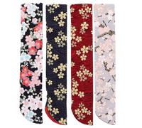 VILLCASE 4pcs Japanese Folding Fan Bags Set Japanese Folding Fan Bags Set Small Floral Pattern with Silk Fabric Multi-color for Travel and Daily Use
